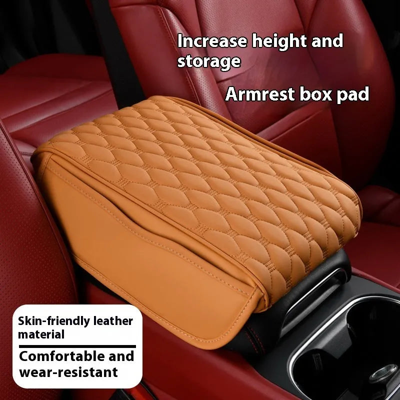 Leather car armrest storage box, 32 x 22 x 5cm, six-sided pattern, large and small sizes, multiple colours