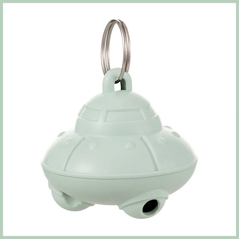 Green USB-rechargeable cat collar laser toy with rotating mechanism on cat collar