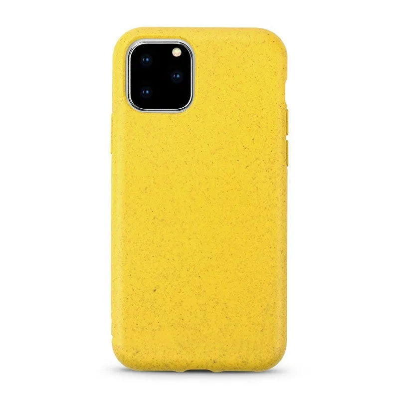 Thick frosted iPhone case with wheat straw and TPU, available in seven colours for various iPhone models.