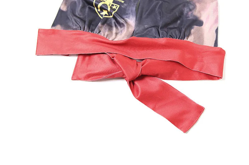 Red women's high-waisted bikini set with 3D printed pattern and hip-lift shorts design