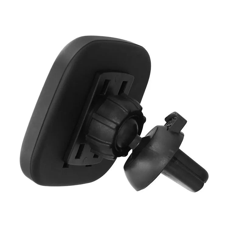 Grey mobile phone wireless charging stand with LED indicator on desk