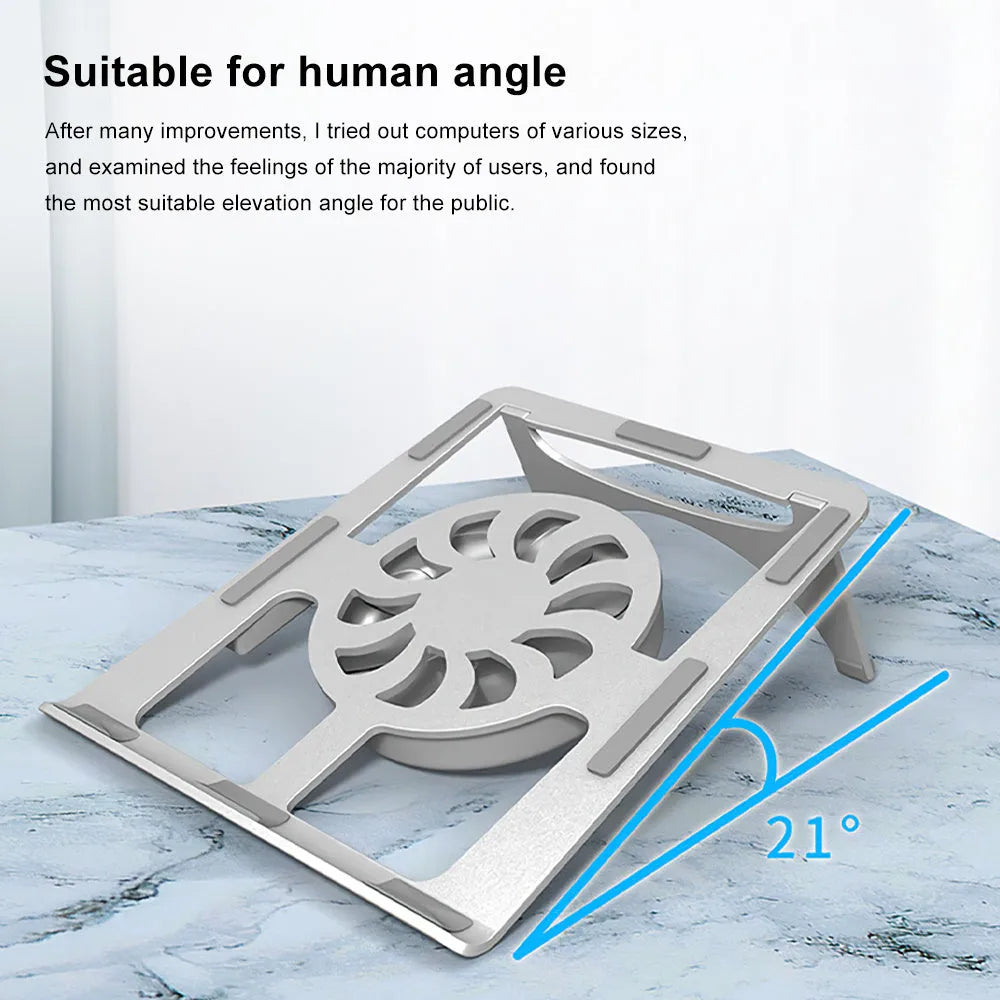 M9 silver aluminum alloy folding laptop cooling stand with foam and box packaging