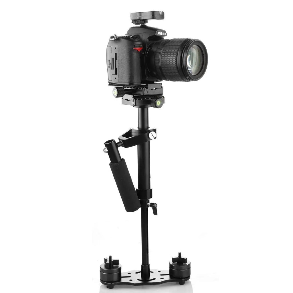 Black aluminium S40 S60 handheld camera stabiliser with adjustable height mechanism