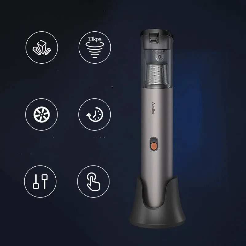 Handheld car vacuum cleaner with 7000Pa suction, 2000mAh battery, 100ml dust box, aluminium alloy and PC body