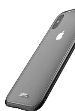 Magnetic adsorption iPhone case with tempered glass back in various colour options