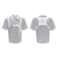 Men's double collar striped cotton shirt in loose fit with short sleeves