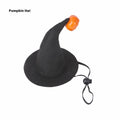 Pet cat wearing cloth Halloween pumpkin hat with embossed design details in free-size fit
