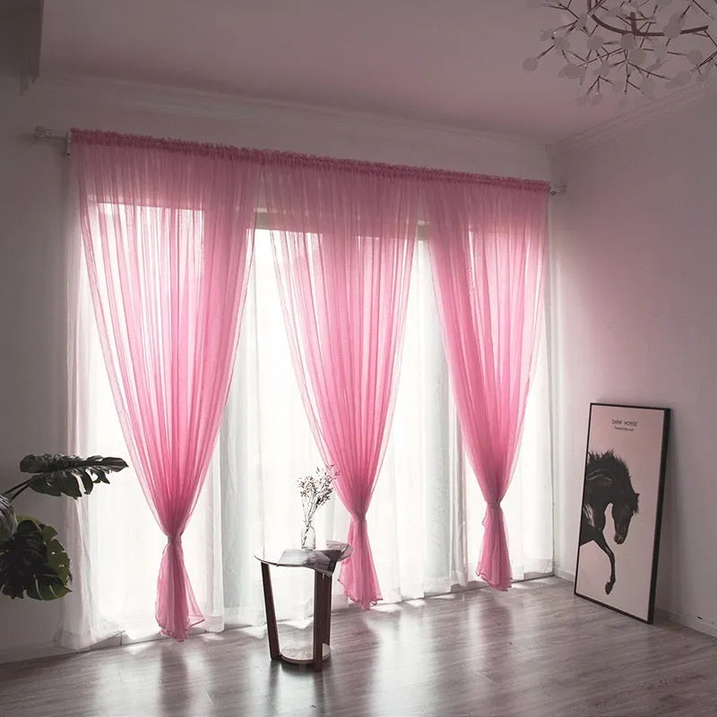 Cotton gauze curtain for balcony with 2.7m drop in solid colour option