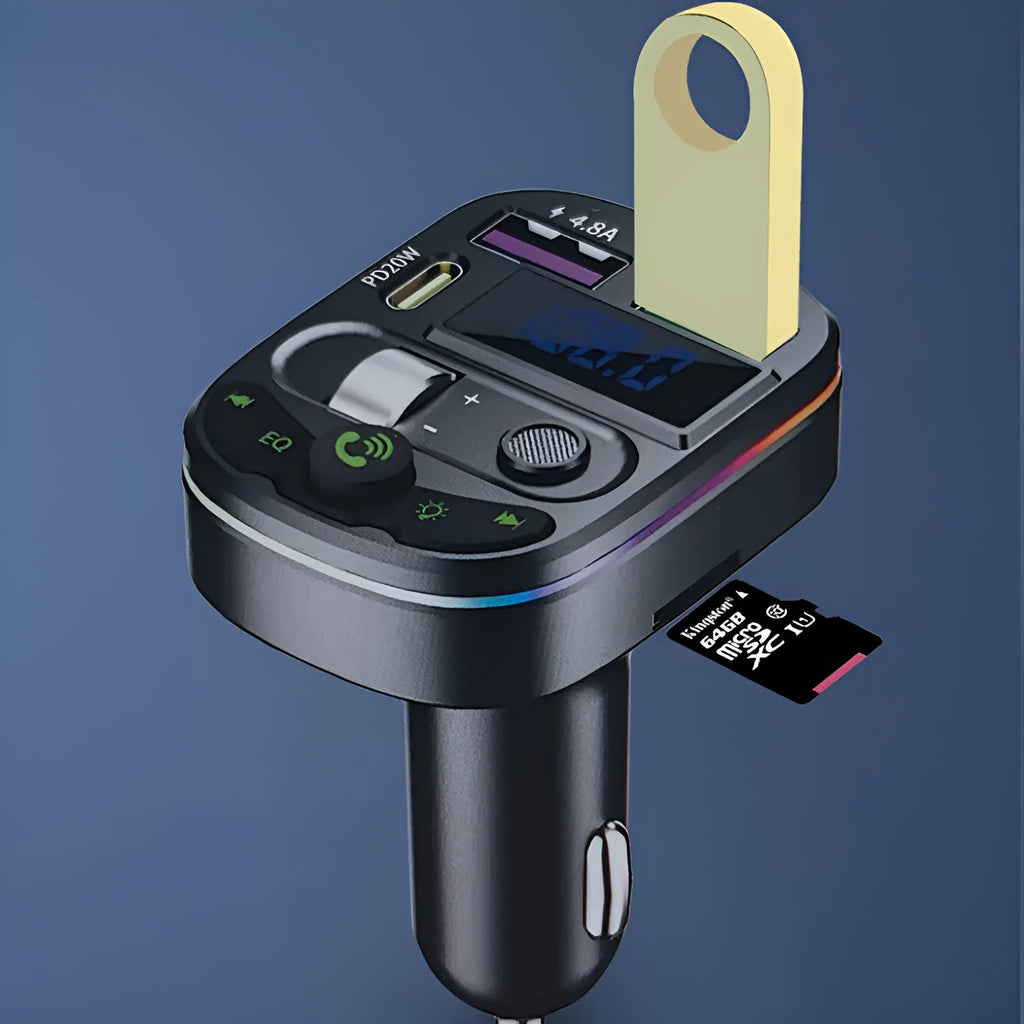 On-board Bluetooth MP3 receiver module with USB output interface and display