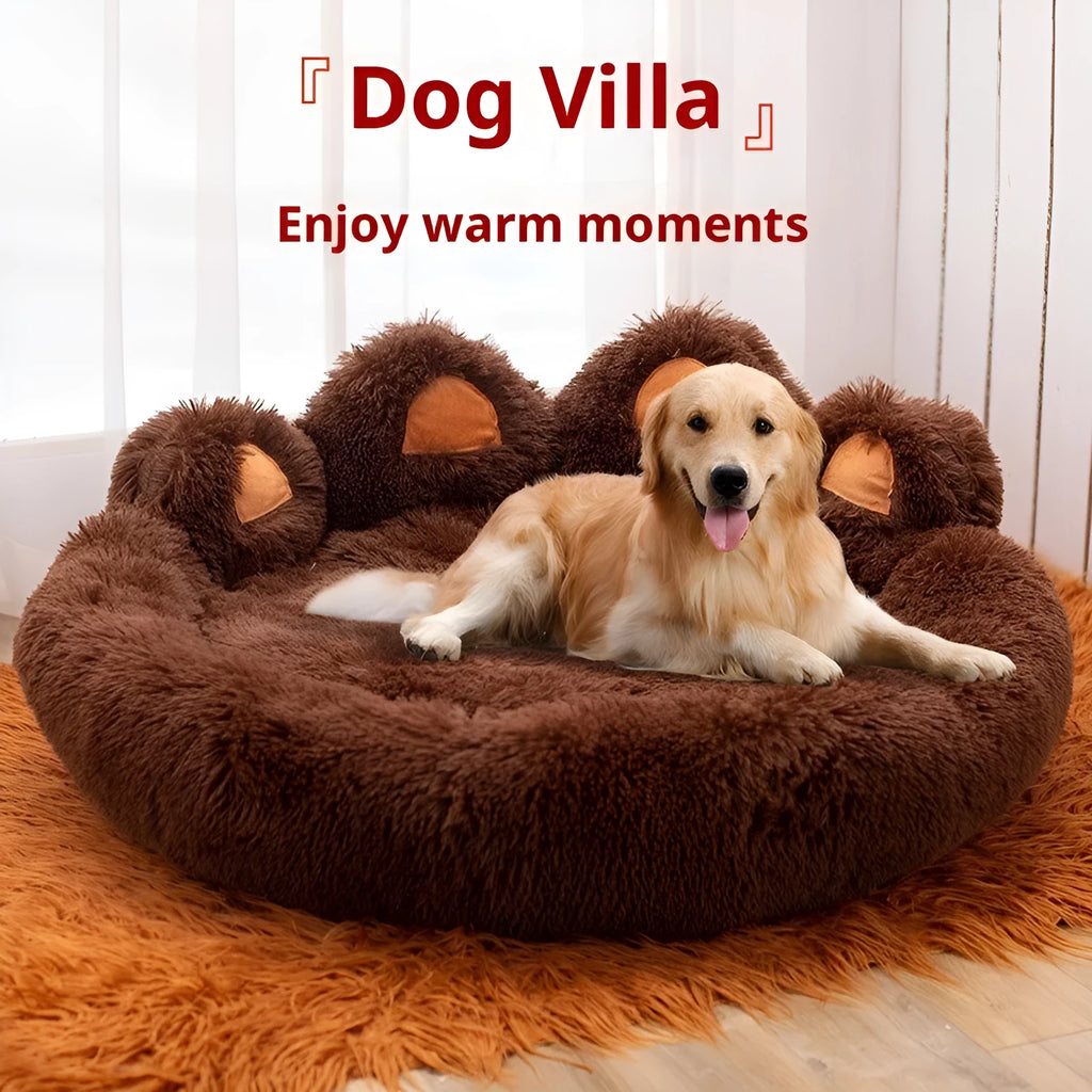 Plush thickened round pet bed in gray with soft cloth surface for dogs and cats, 50cm diameter