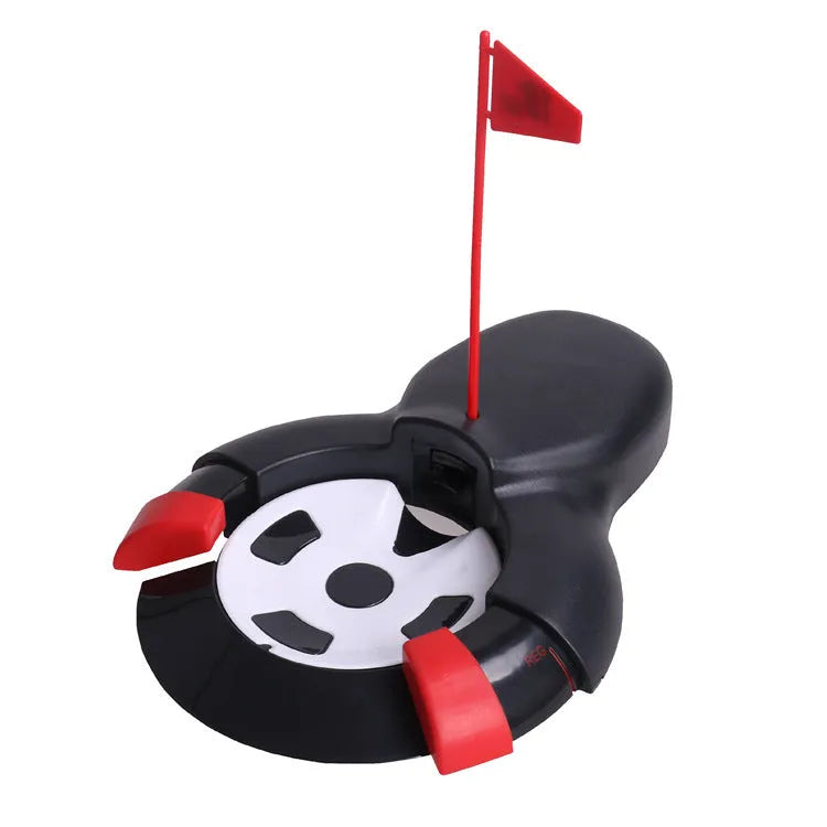 Black electric adjustable golf rebounder, ABS, 27x21cm, automatic ball return device for outdoor practice