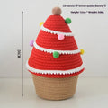 Christmas decoration storage basket in cotton thread with green Christmas tree colour