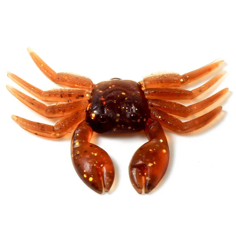 8cm PVC soft crab fishing lure in red and brown colour options for sea and freshwater fishing