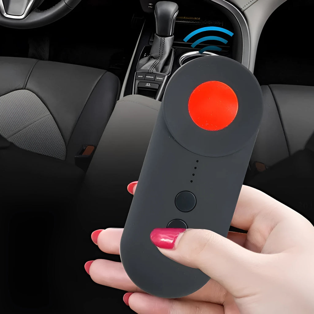 Black handheld GPS and wifi signal detector with micro-USB port on a compact ABS plastic body.