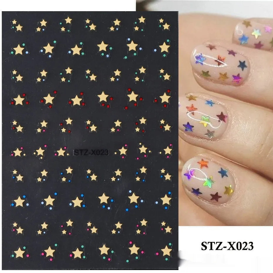 Black and silver striped cartoon pattern nail stickers with plastic application tool