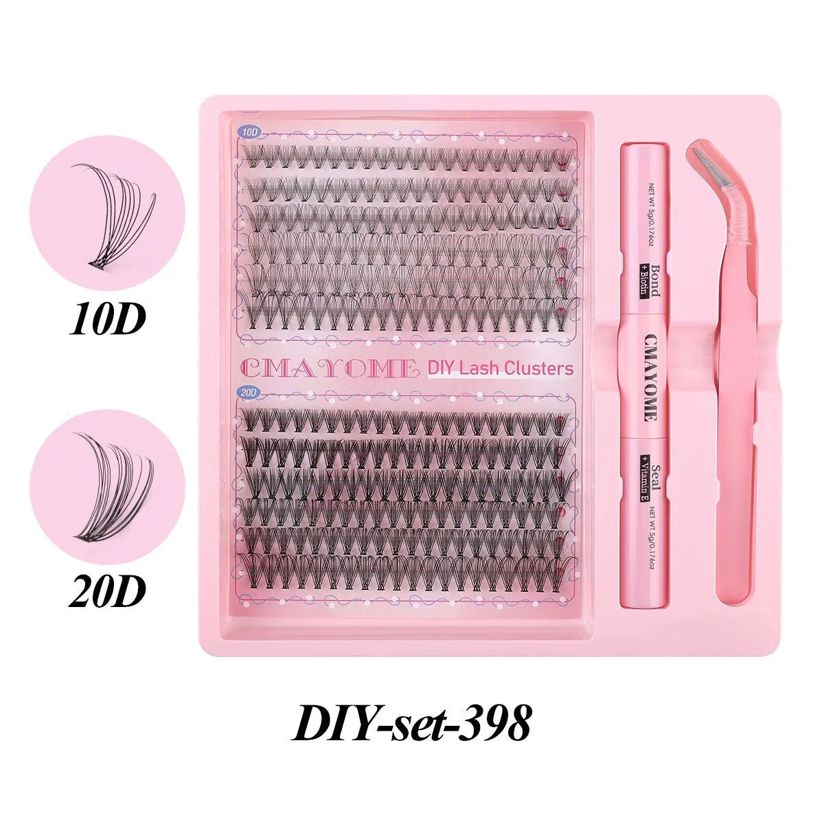 DIY single cluster artificial fibre false eyelashes set for natural thick mixed split styles