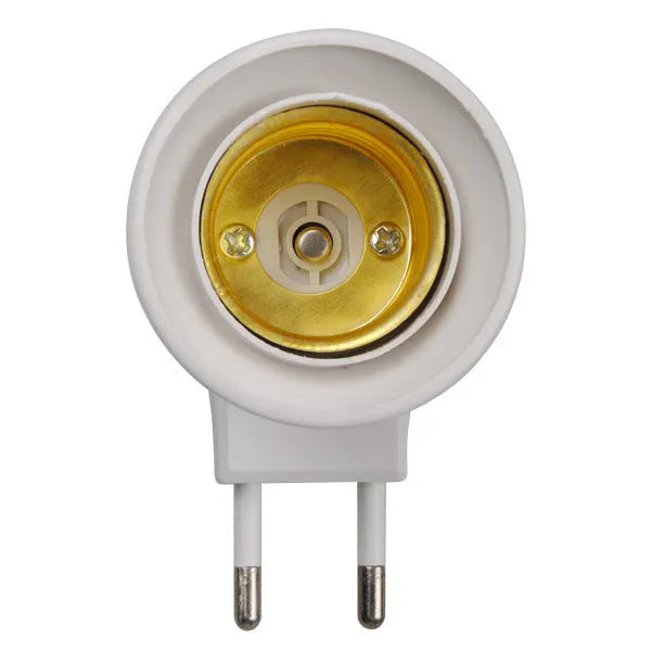 White plug-in E27 lamp holder with on/off switch for wall sockets