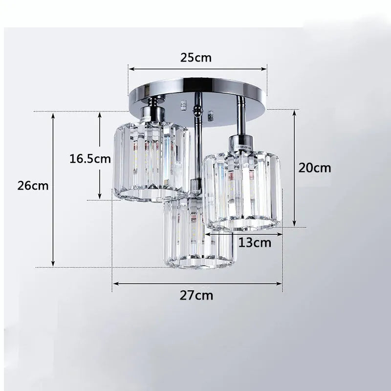 Crystal ceiling light in black, chrome or gold for corridor or entrance, E27 or E26, 220V