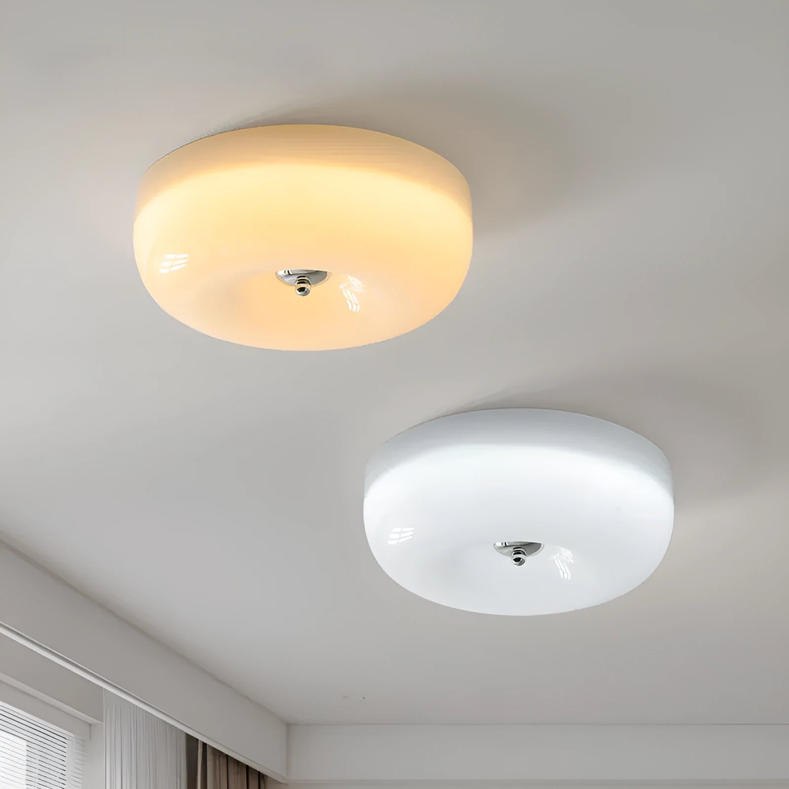 American style three-colour ceiling lamp for bedrooms in cream or white, 30cm and 40cm sizes