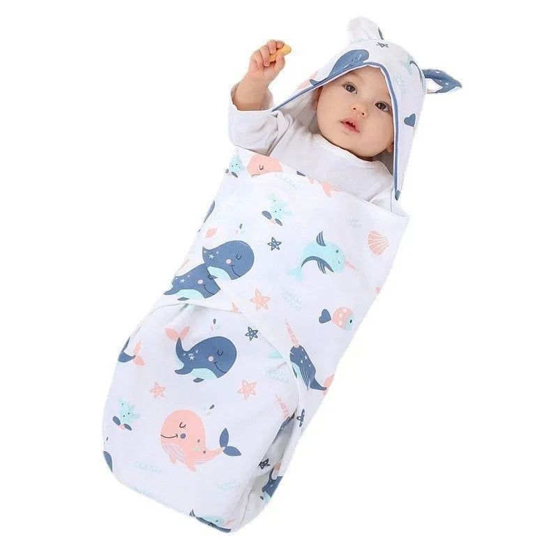 Cotton sleeping bag for newborn babies, pure cotton hold quilt in Green Elephant style, size 3M