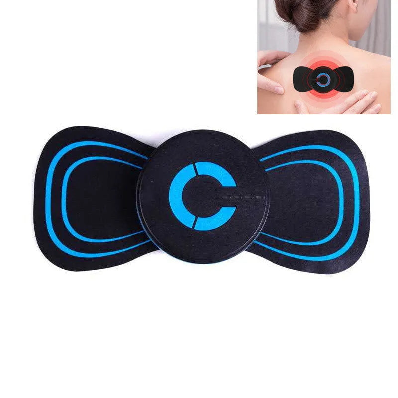 Black HQ-185 mini electric shoulder and neck massager for cervical spine relief with massage patches