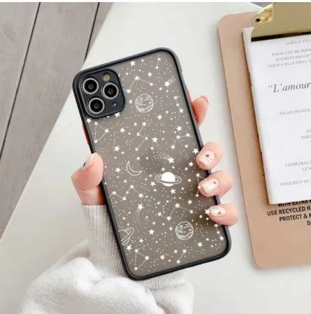 Star universe patterned iPhone case with shock absorption protection for multiple iPhone models