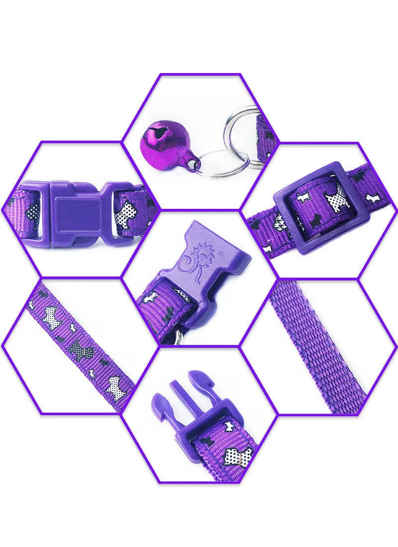 Patch bell collar for pets, width 1.0cm, adjustable 19-32cm, PP material, cartoon style