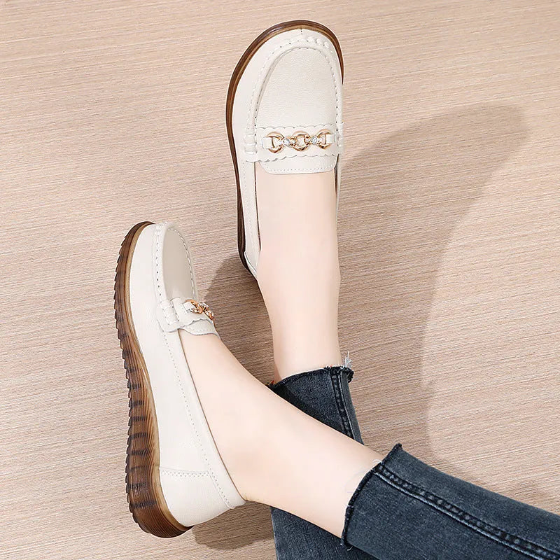 Tendon bottom flats non-slip soft sole round toe low heel 1-3cm women's casual shoes black