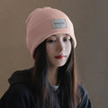 Women's knitted hat in beige, dome crown style, polyester fabric, free size, winter autumn accessory
