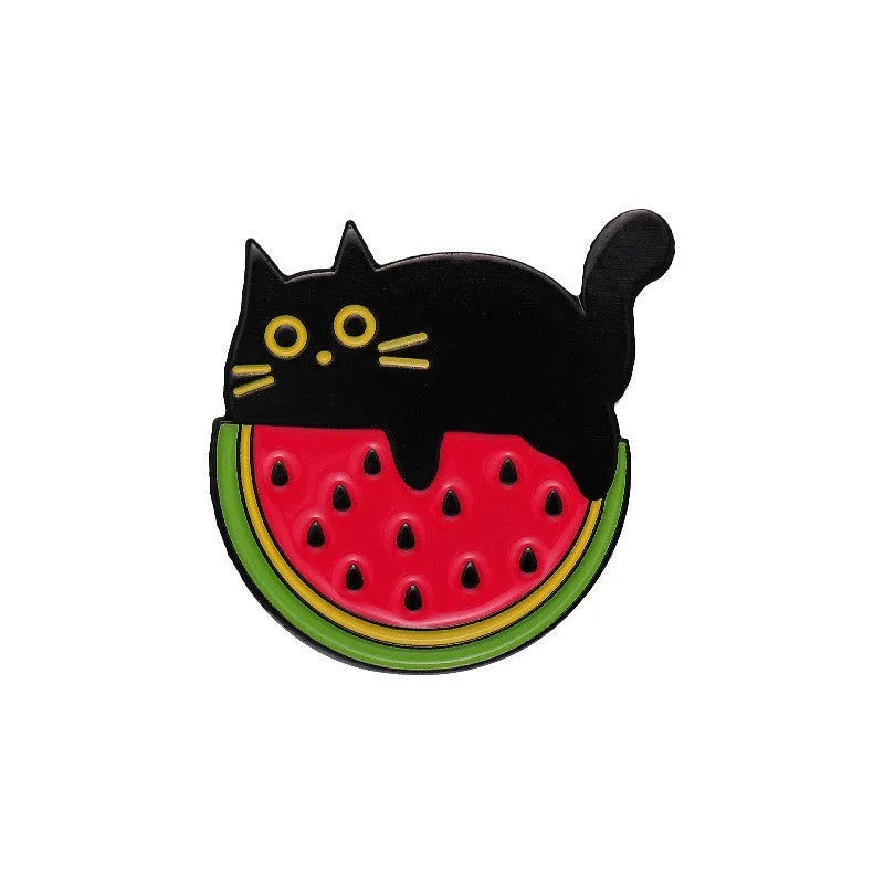 Colourful cartoon fruit zinc alloy brooch with pin back on denim jacket lapel