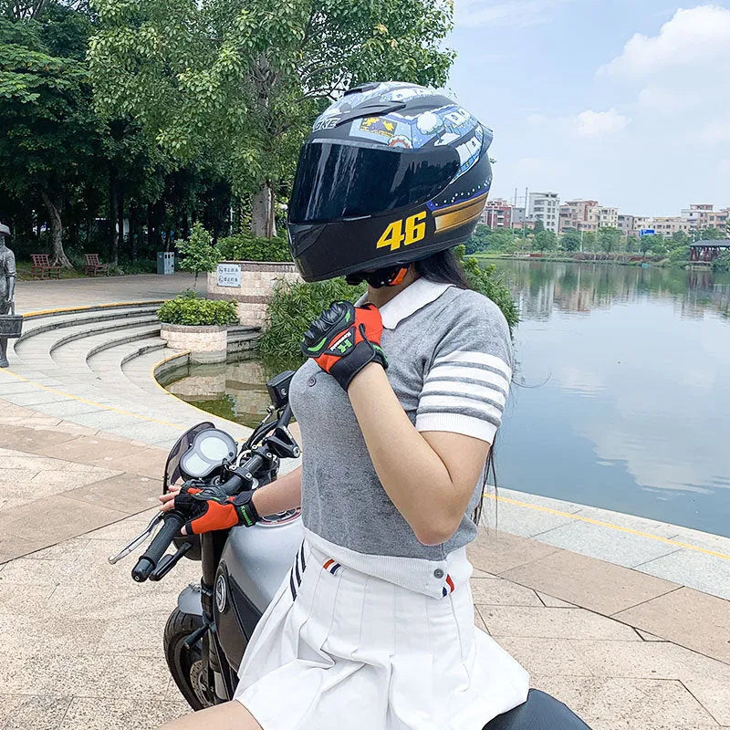 Dragon colour full-face motorcycle helmet with ABS shell for men and women winter commuting