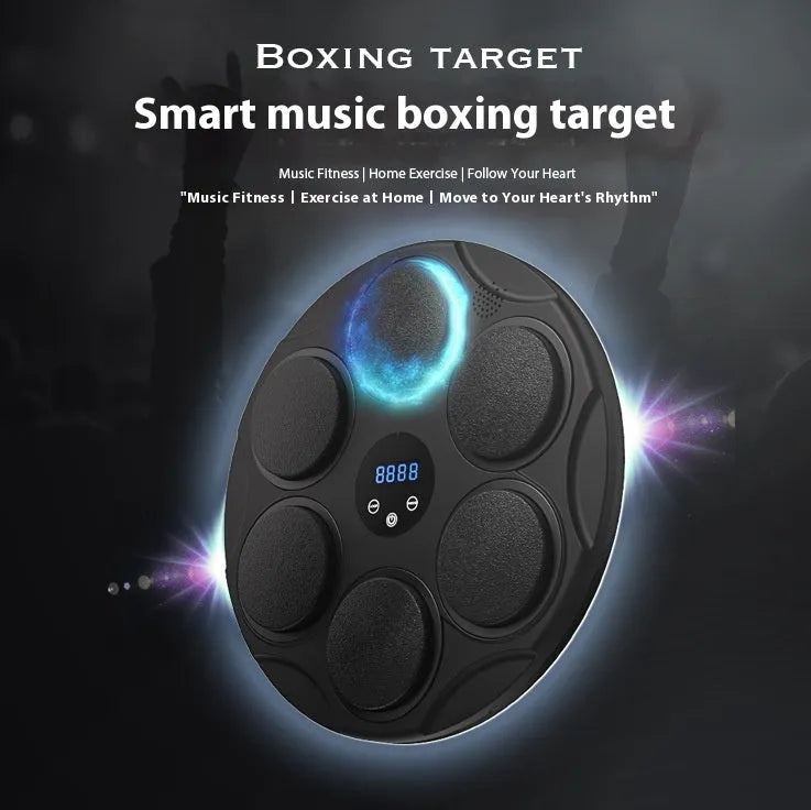 Black Bluetooth boxing target with coloured LED lights and wall mount