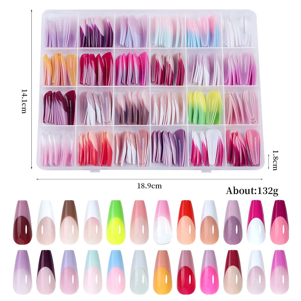 French wear removable nail stickers box with 288 seamless pieces for home manicures