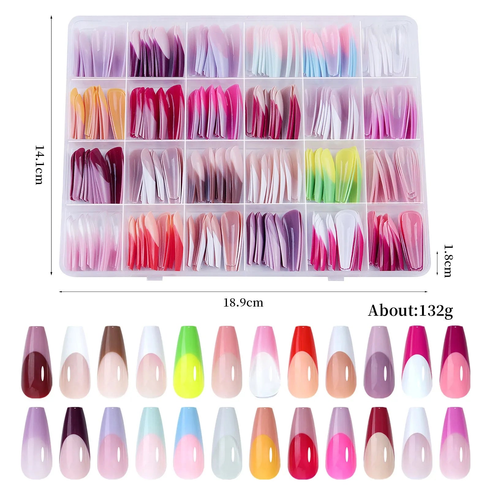 French wear removable nail stickers box with 288 seamless pieces for home manicures