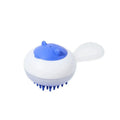 Automatic cleaning pet bath brush with soft gel massage heads in blue and orange colour options