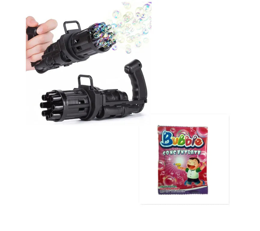 Kids bubble gun toy in pink, gold or black ABS plastic, handheld bubble machine with trigger and removable bubble head