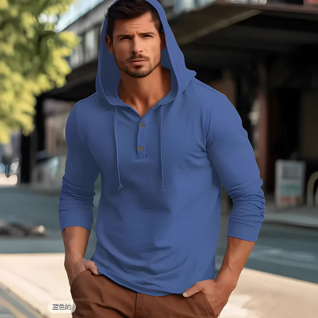 Men's cotton pullover hoodie in six colour options with European and American sizing
