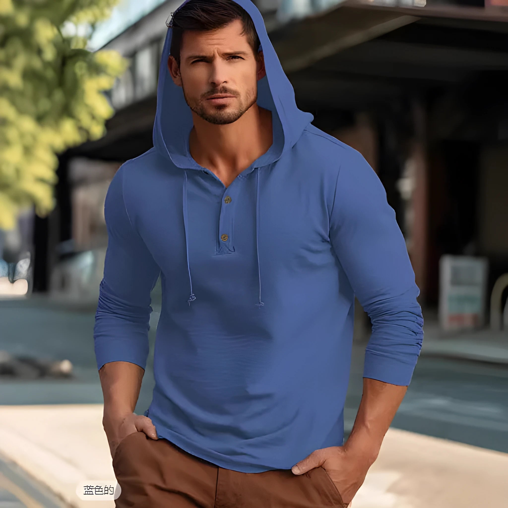 Men's cotton pullover hoodie in six colour options with European and American sizing