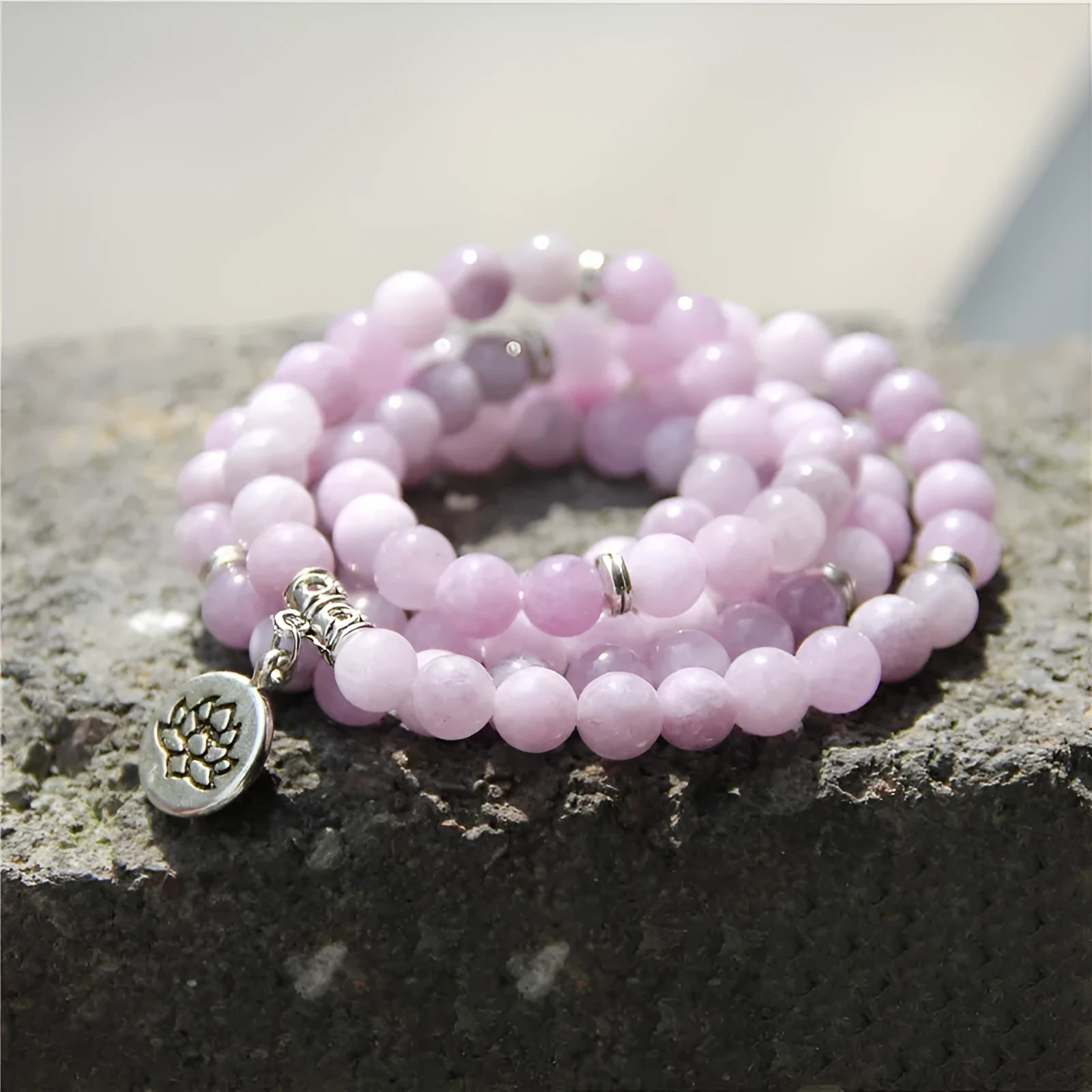 Vintage angel echeveria stone bracelet with geometric lotus charm for women.