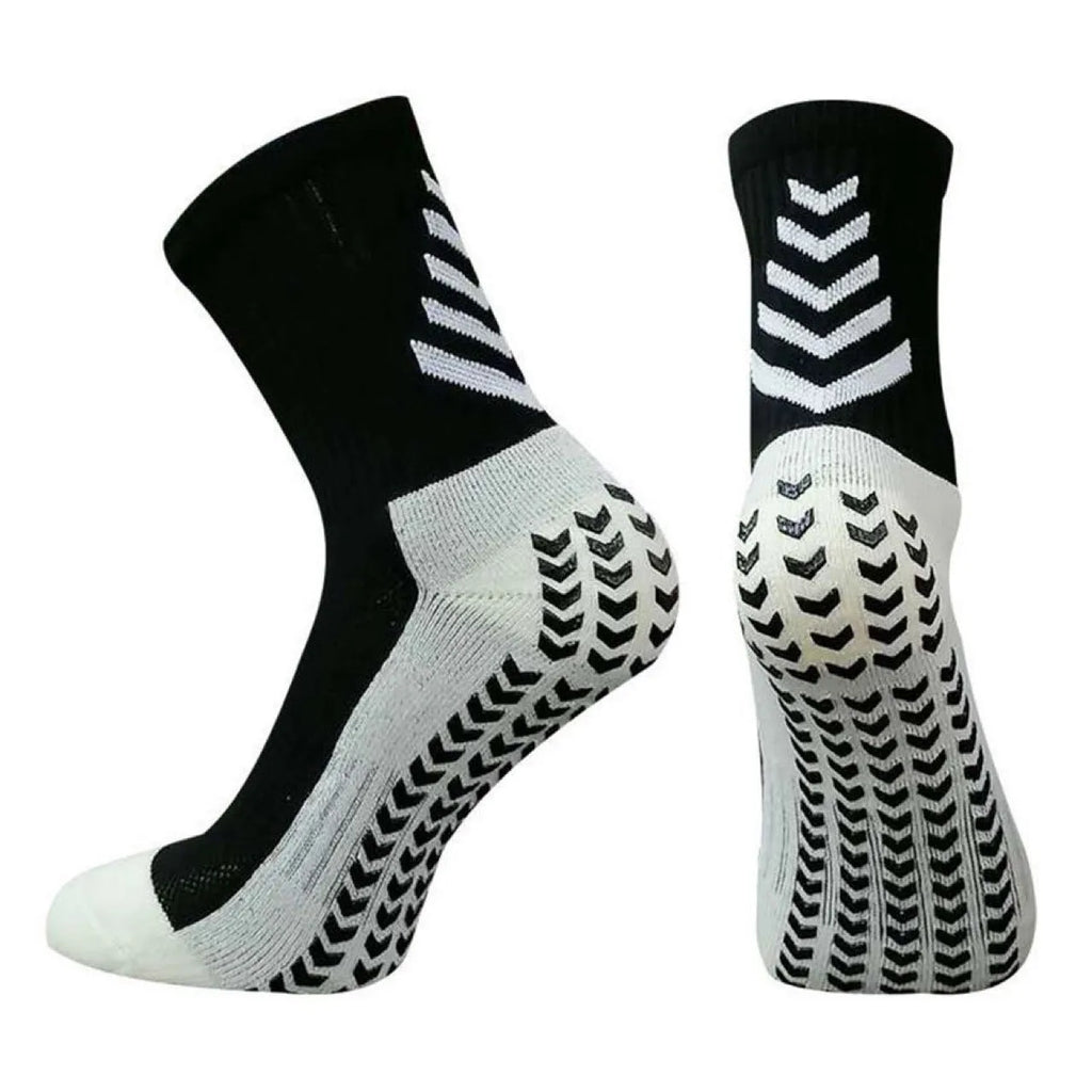 Men's non-slip mid-calf athletic socks in multiple colours with silicone grip detail.