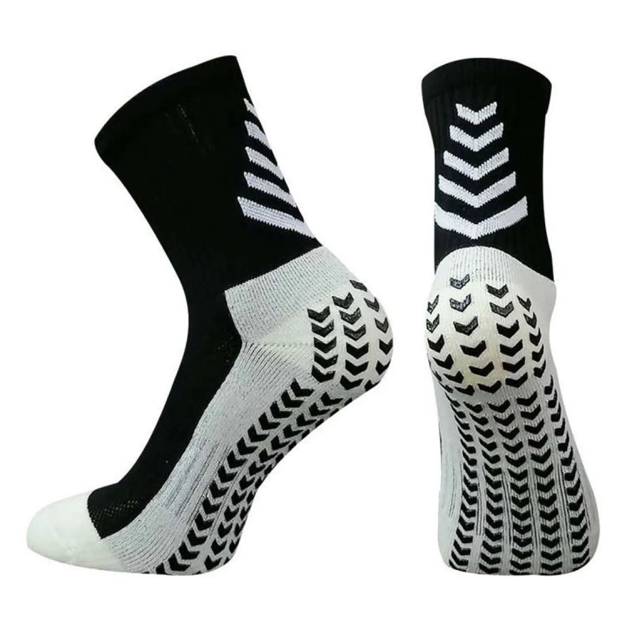 Men's non-slip mid-calf athletic socks in multiple colours with silicone grip detail.