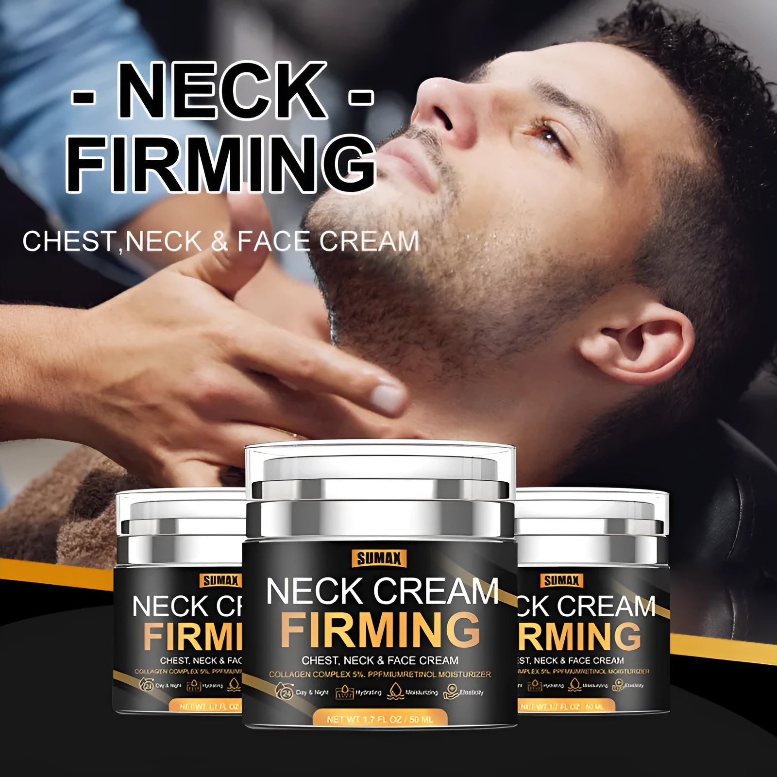 Men's Push Body Care Neck Cream 50ml tube, standard specification for daily use