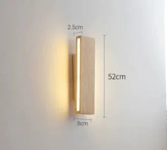 Solid wood bedroom bedside LED wall lamp with Nordic Japanese style in three size options