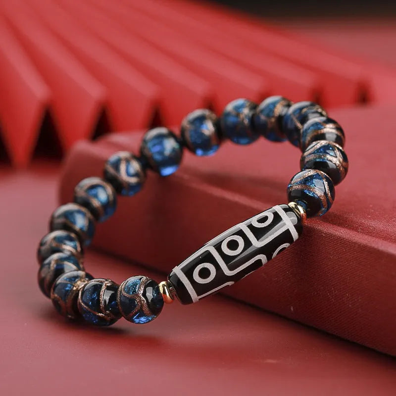 Chinese style coloured glaze bracelet with snake lucky beads in colourful glaze finish
