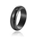 Glossy electroplated titanium steel ring shown in gold, black, and steel colour on a plain background.