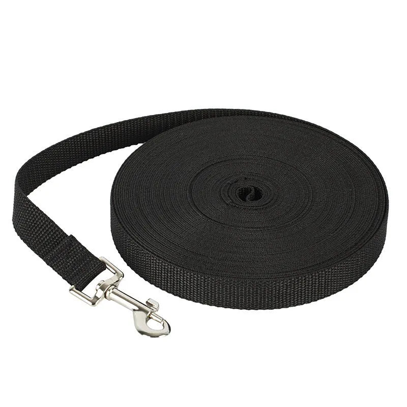 Long nylon rope pet leash in blue, 2cm width, 1.5 metres long, on a neutral background