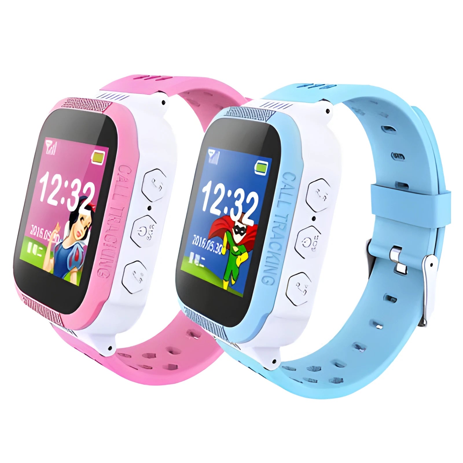 Blue children's phone watch with 1.44 inch IPS touchscreen display showing time