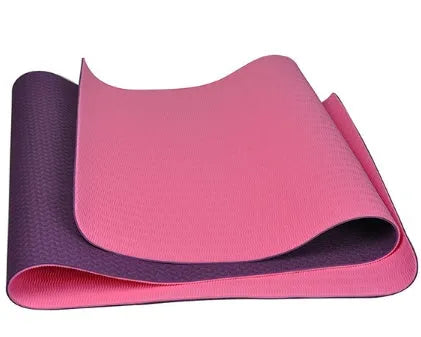 TPE yoga mat in pink non-slip 6mm thick 183x61cm for exercise