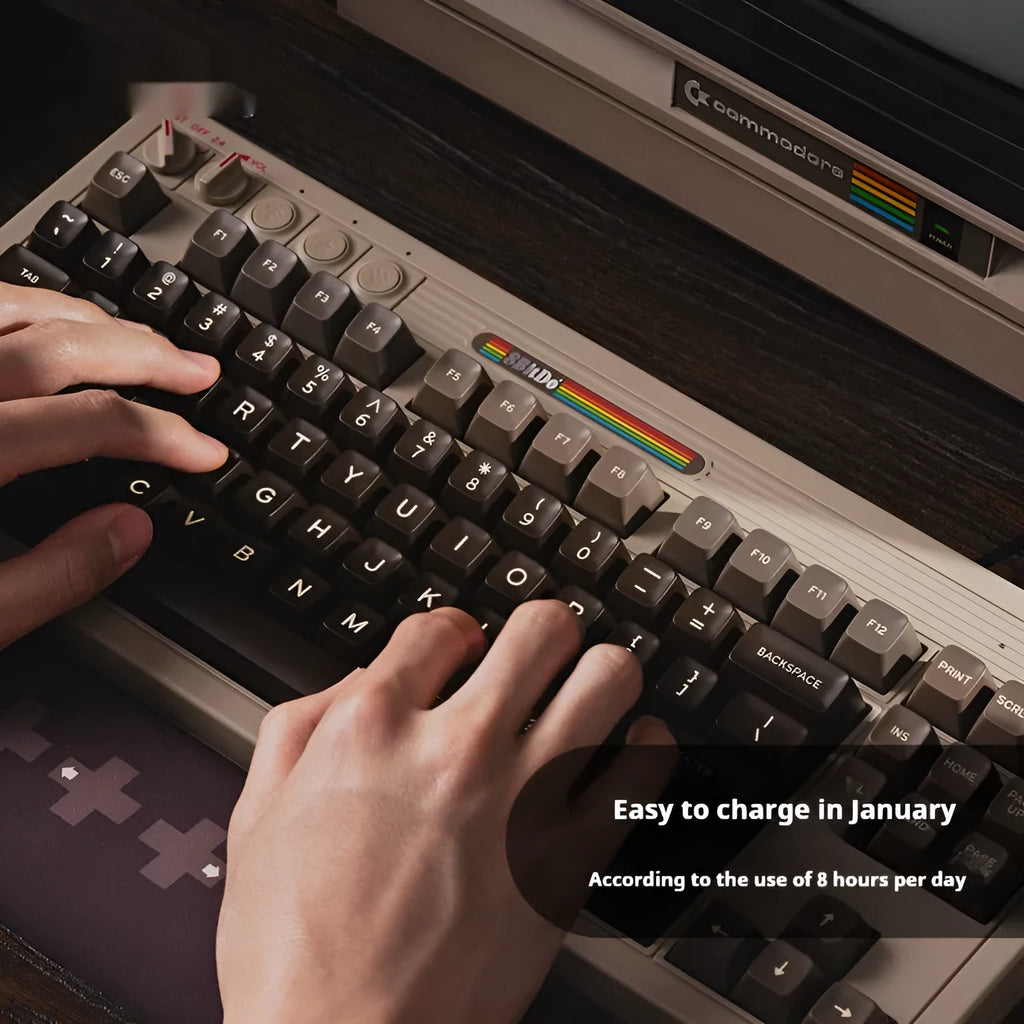 Retro 87-key mechanical gaming keyboard with Bluetooth wireless connection
