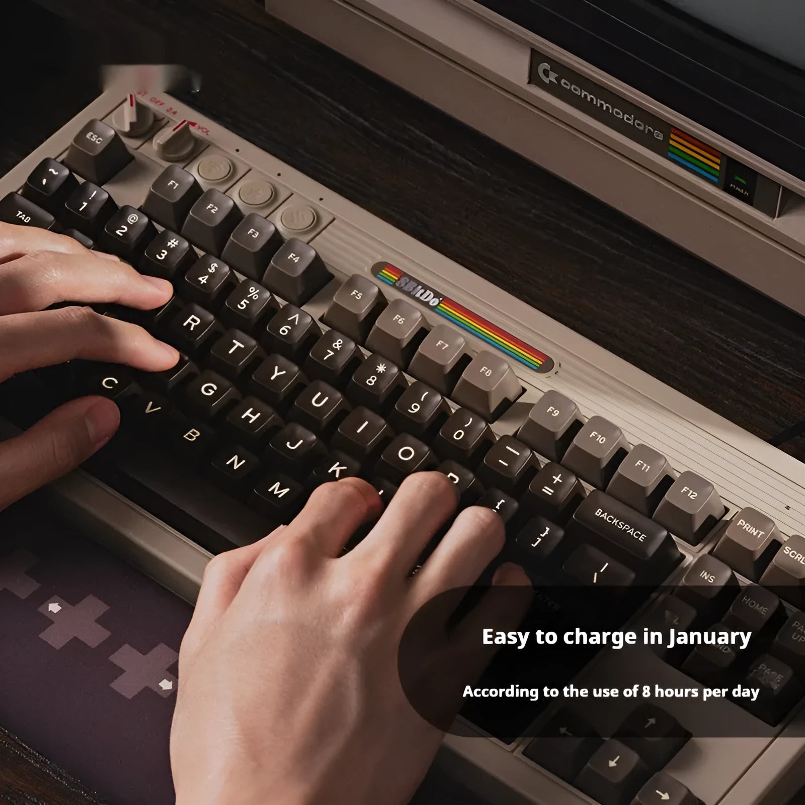 Retro 87-key mechanical gaming keyboard with Bluetooth wireless connection